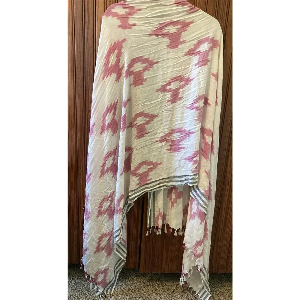 Trades Of Hope Destination Womens Wrap Scarf Fringe 100% Cotton Southwestern
